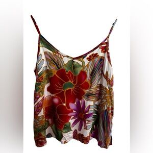 Cynthia Rowley Floral Spaghetti Strap Top, Size L